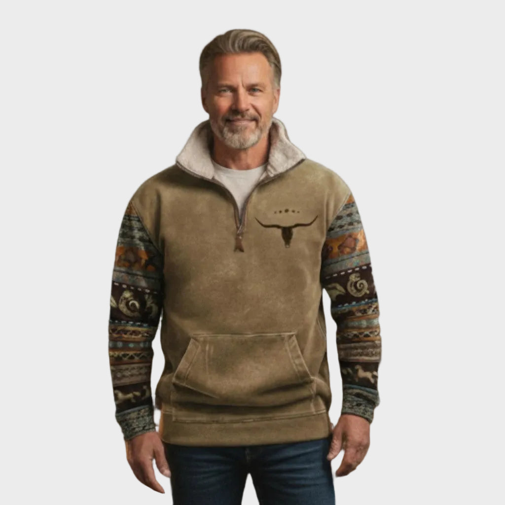 Martin men's pattern-sleeve half-zip sweatshirt at Anne London, catalogue view 1
