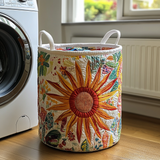 Sunny Meadow Quilted Laundry Basket