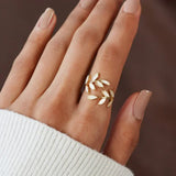 Clear - White Opal Leaf Adjustable Ring