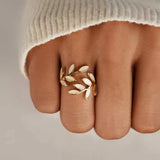 Clear - White Opal Leaf Adjustable Ring