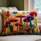 Mushroom Garden Quilted Cushion Cover