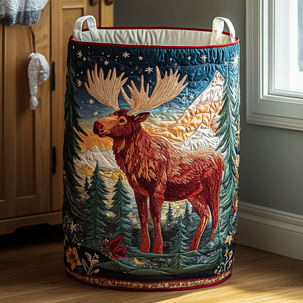 Mountain Landscape Quilted Laundry Basket – Design 0056