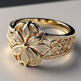 Floral Zircon Exclusive Gold Ring