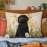 Newfoundland Dog & Paw Prints Quilted Cushion Cover