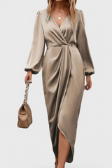 Katinka - Elegant Long V-Neck Dress with Side Slit