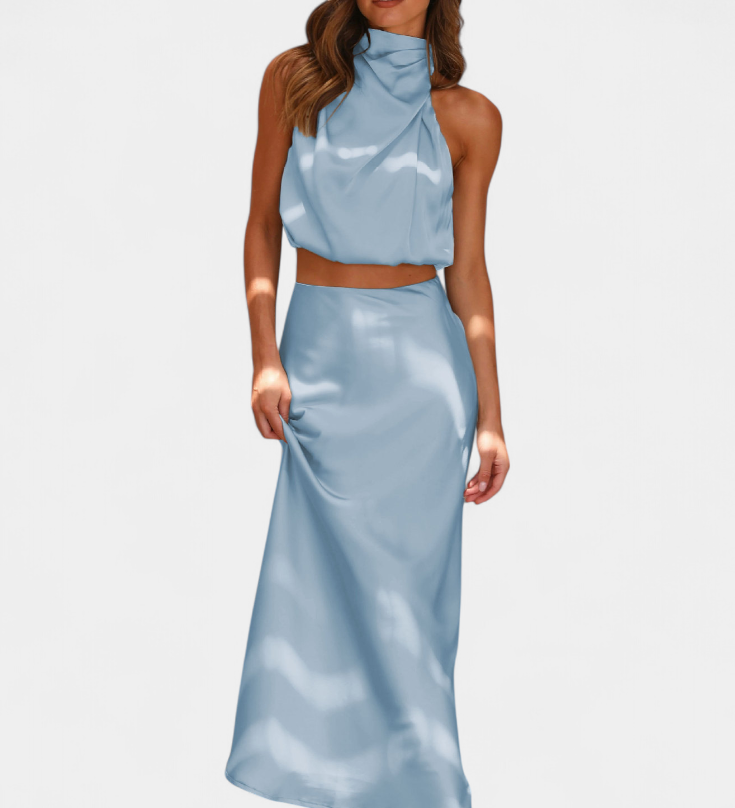 Lucia Draped Backless Skirt Dress