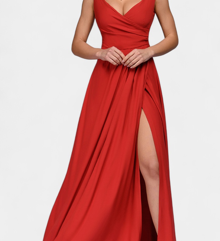 Tatiana Draped Wrap-Neck Long Dress
