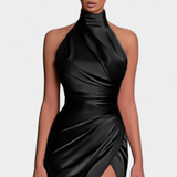 Katarina Halter Dress with Dramatic Side Split