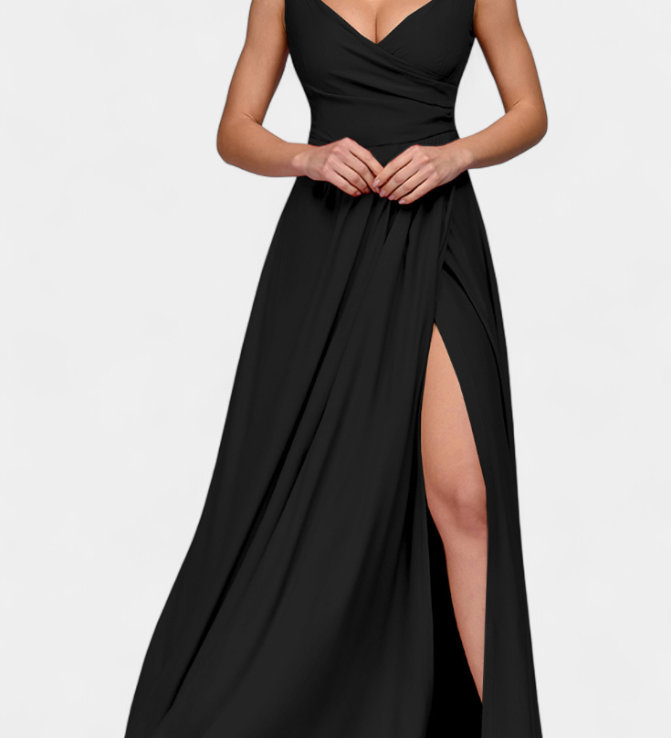 Tatiana Draped Wrap-Neck Long Dress