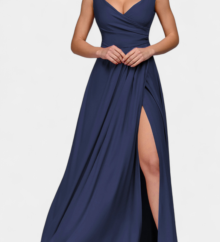 Tatiana Draped Wrap-Neck Long Dress