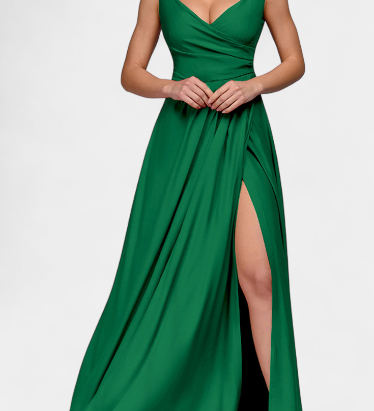 Tatiana Draped Wrap-Neck Long Dress