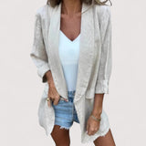 Mara Lace-Detail Linen-Look Jacket