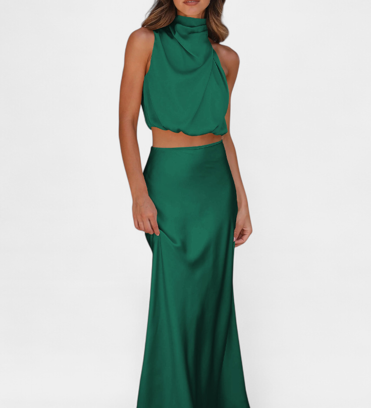 Lucia Draped Backless Skirt Dress