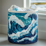 Ocean Waves Quilted Laundry Basket