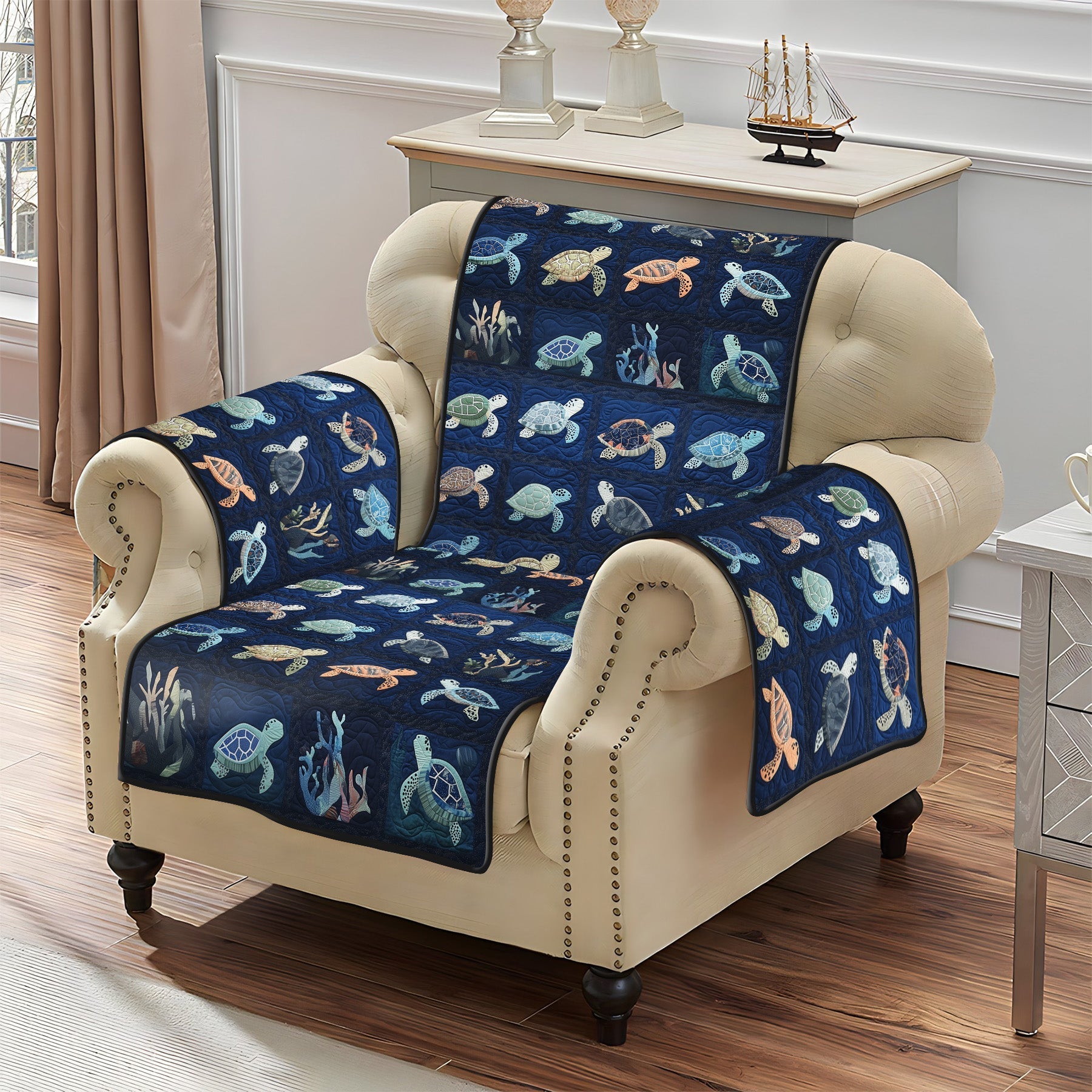 Oceanic Odyssey | Quilted Sofa Cover