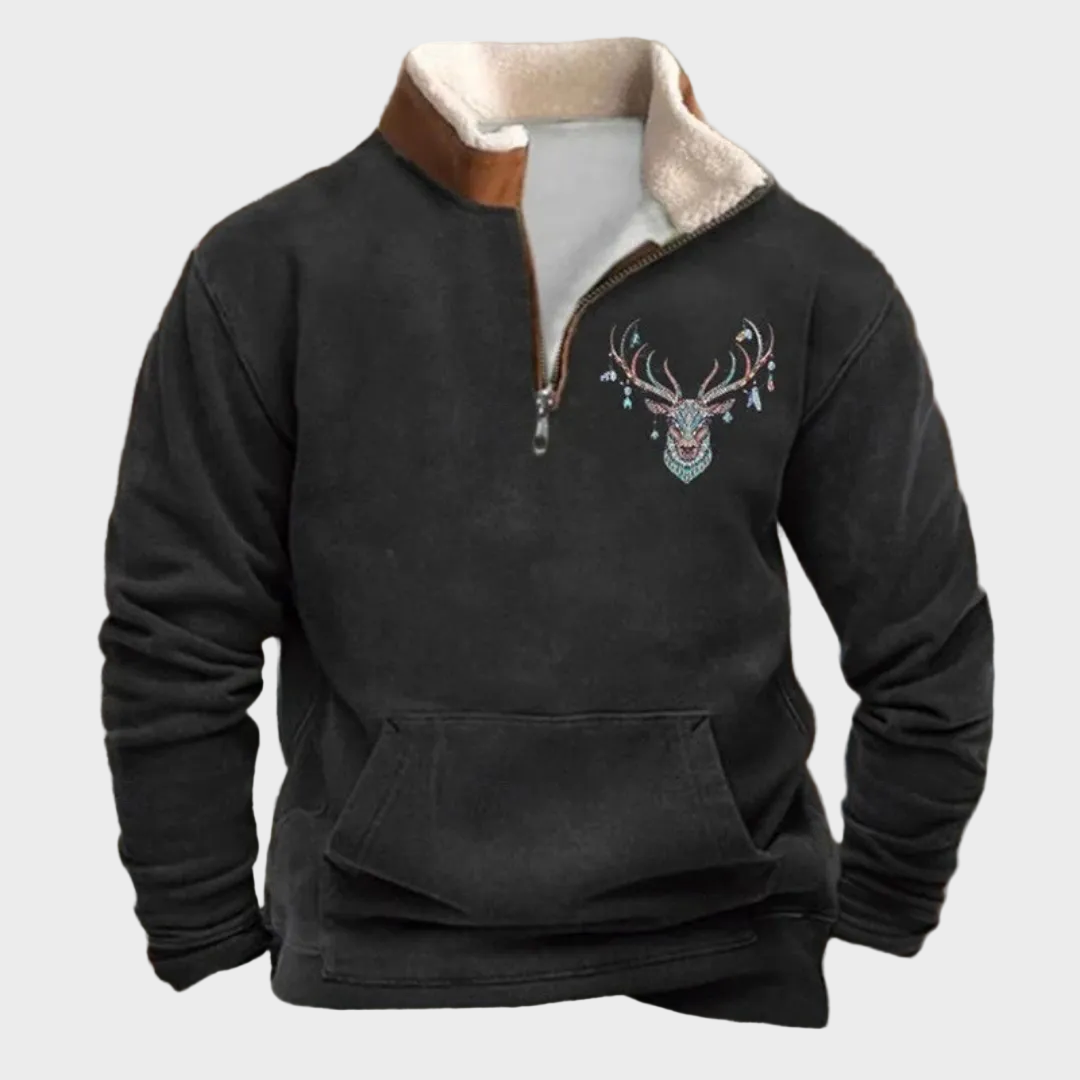 Peter men's deer-motif half-zip sweatshirt at Anne London, catalogue view 3