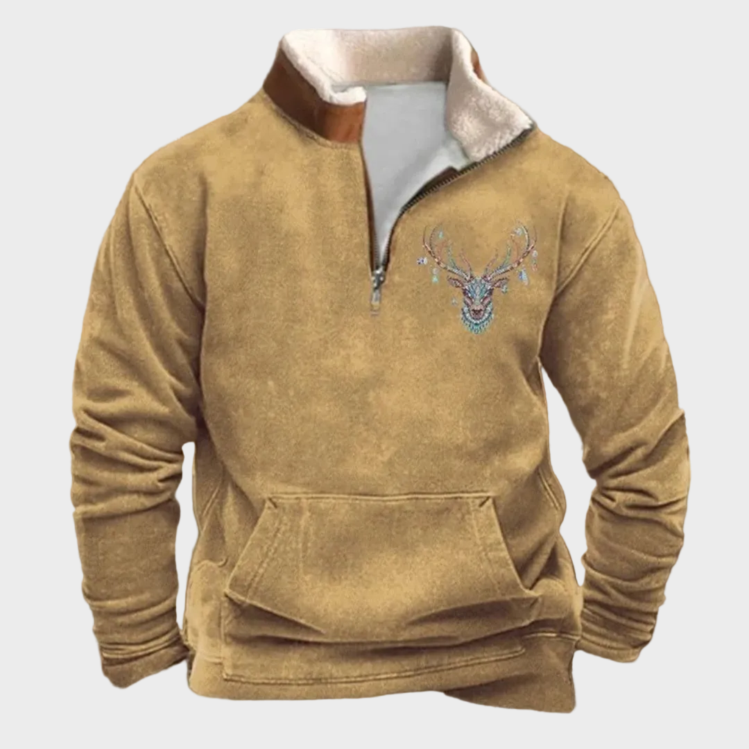 Peter men's deer-motif half-zip sweatshirt at Anne London, catalogue view 4