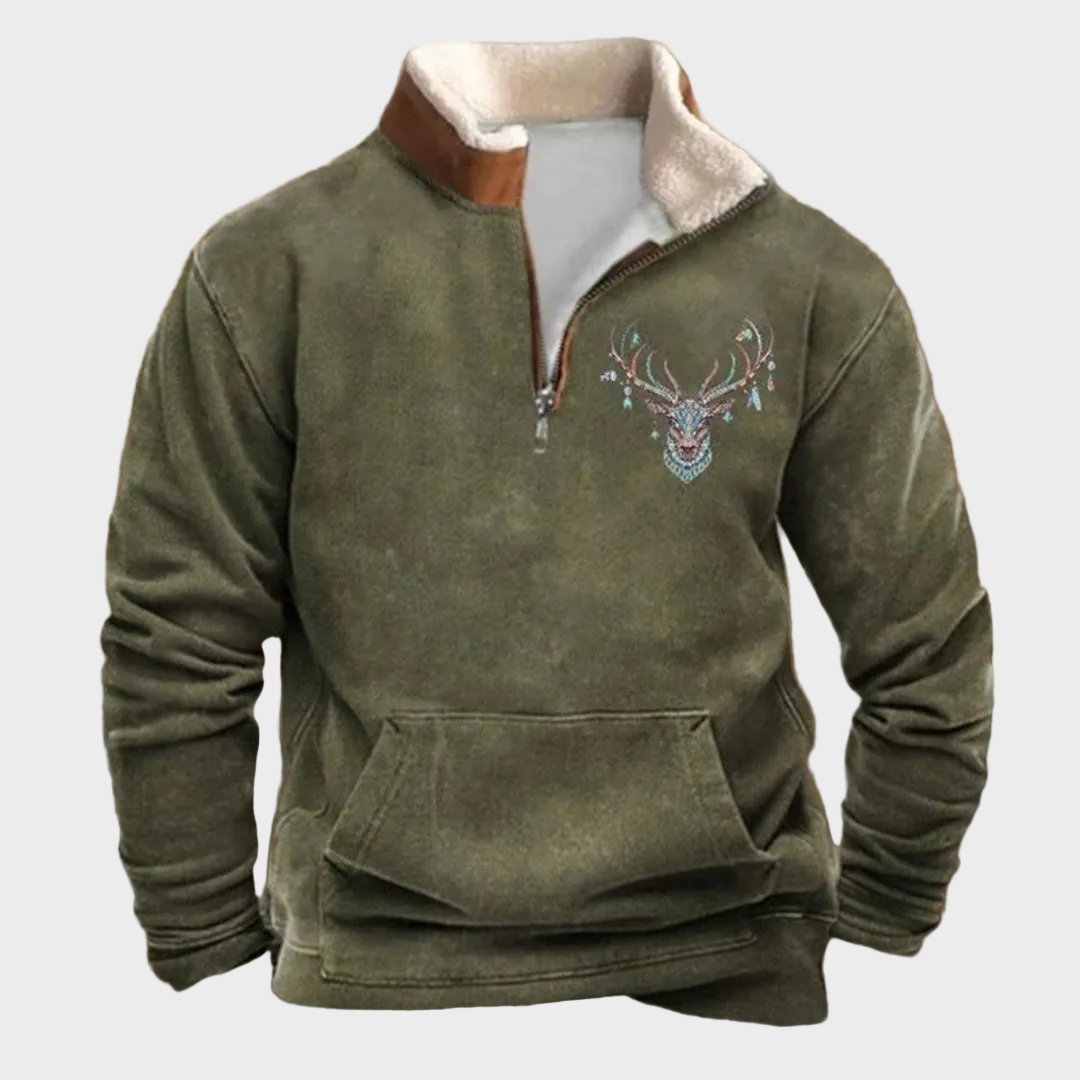 Peter men's deer-motif half-zip sweatshirt at Anne London, catalogue view 1