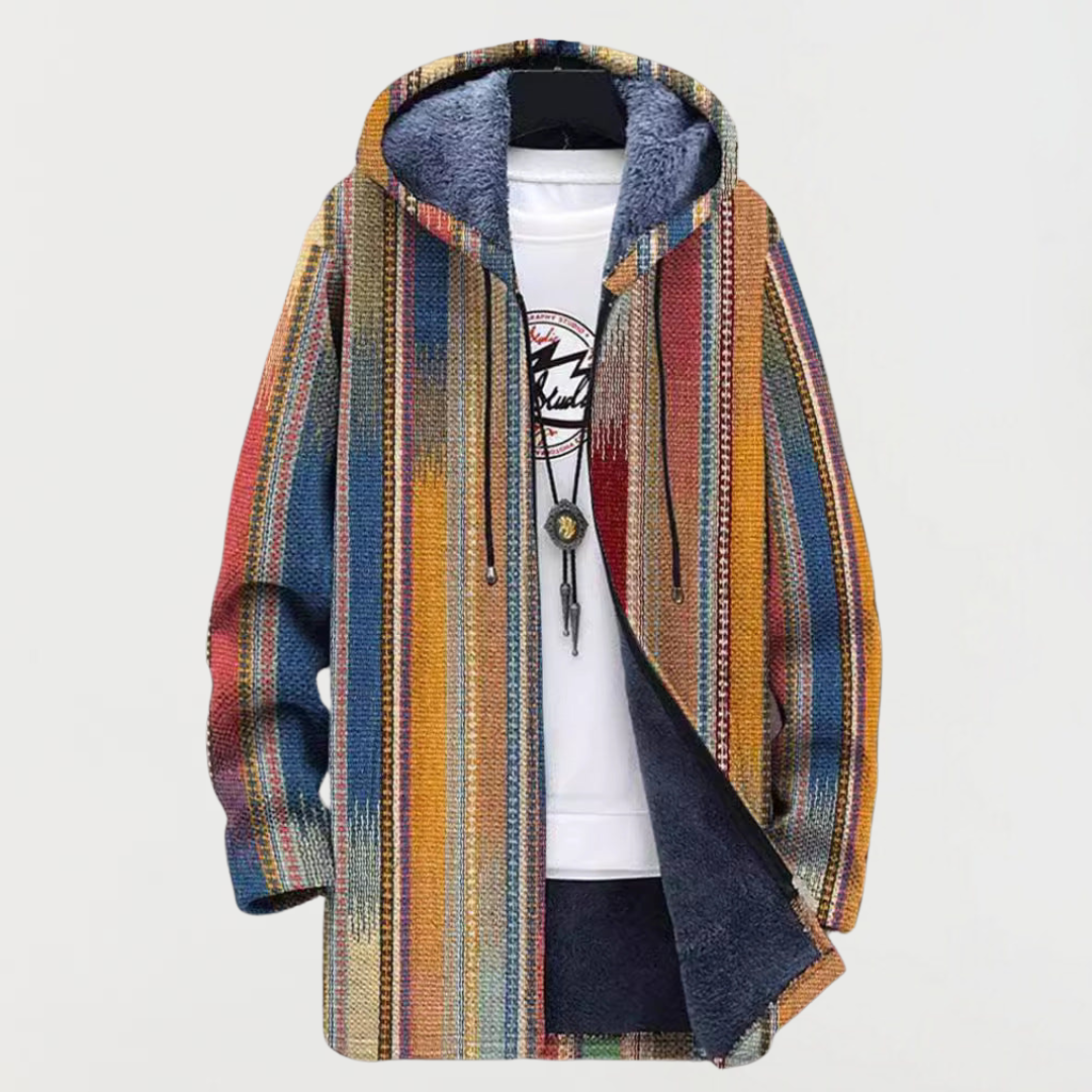 Women's Multi-Stripe Hooded Cardigan by Anne London, image 1 of 2