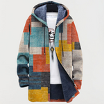 Women's Geometric Colour Block Hooded Cardigan by Anne London, image 1 of 2