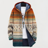 Women's Autumn Geometric Print Hooded Cardigan by Anne London, image 1 of 2