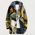 Women's Stained Glass Cat Print Hooded Cardigan by Anne London, image 1 of 2