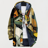 Women's Stained Glass Cat Print Hooded Cardigan by Anne London, image 2 of 2