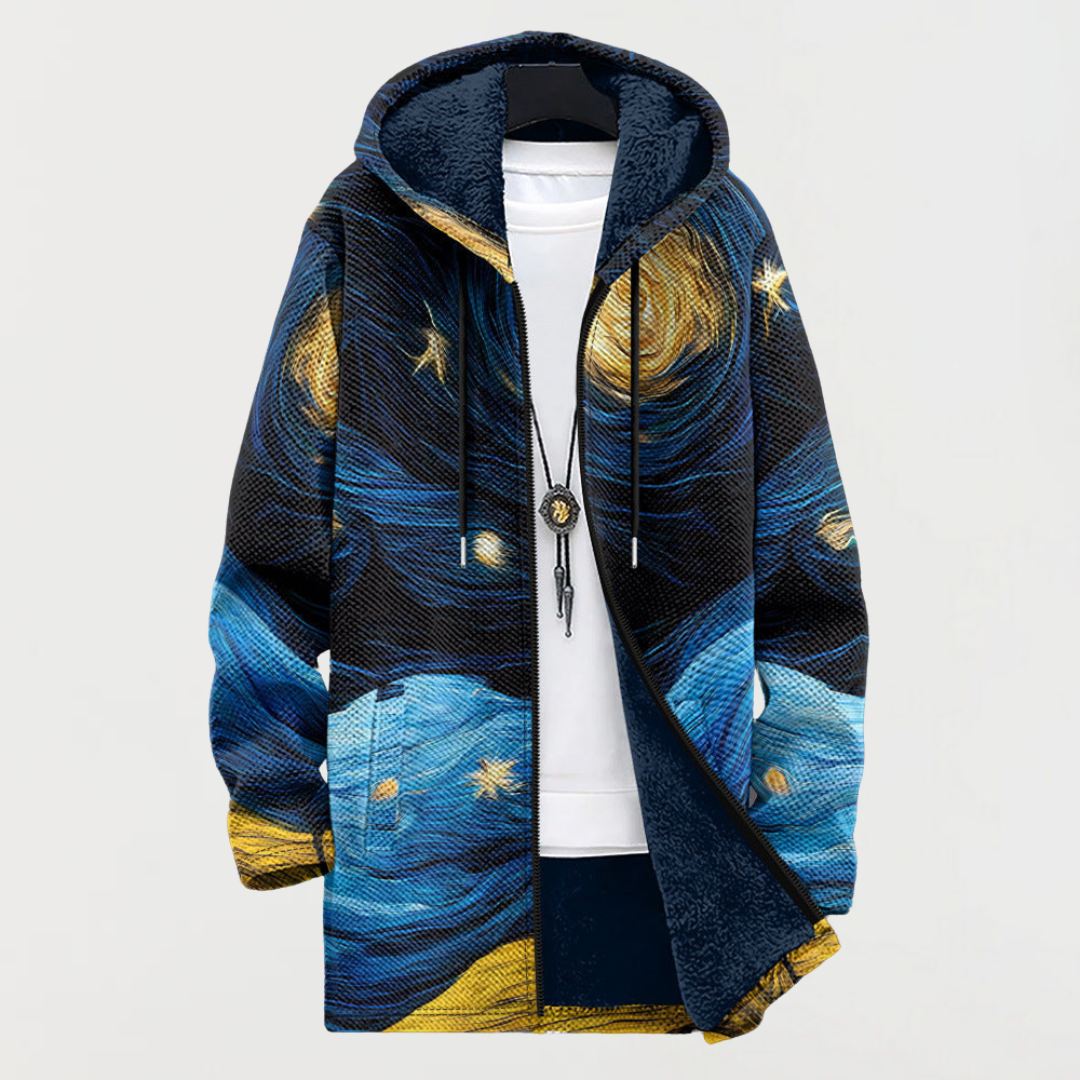 Women's Starry Night Art Print Hooded Cardigan by Anne London, image 2 of 2