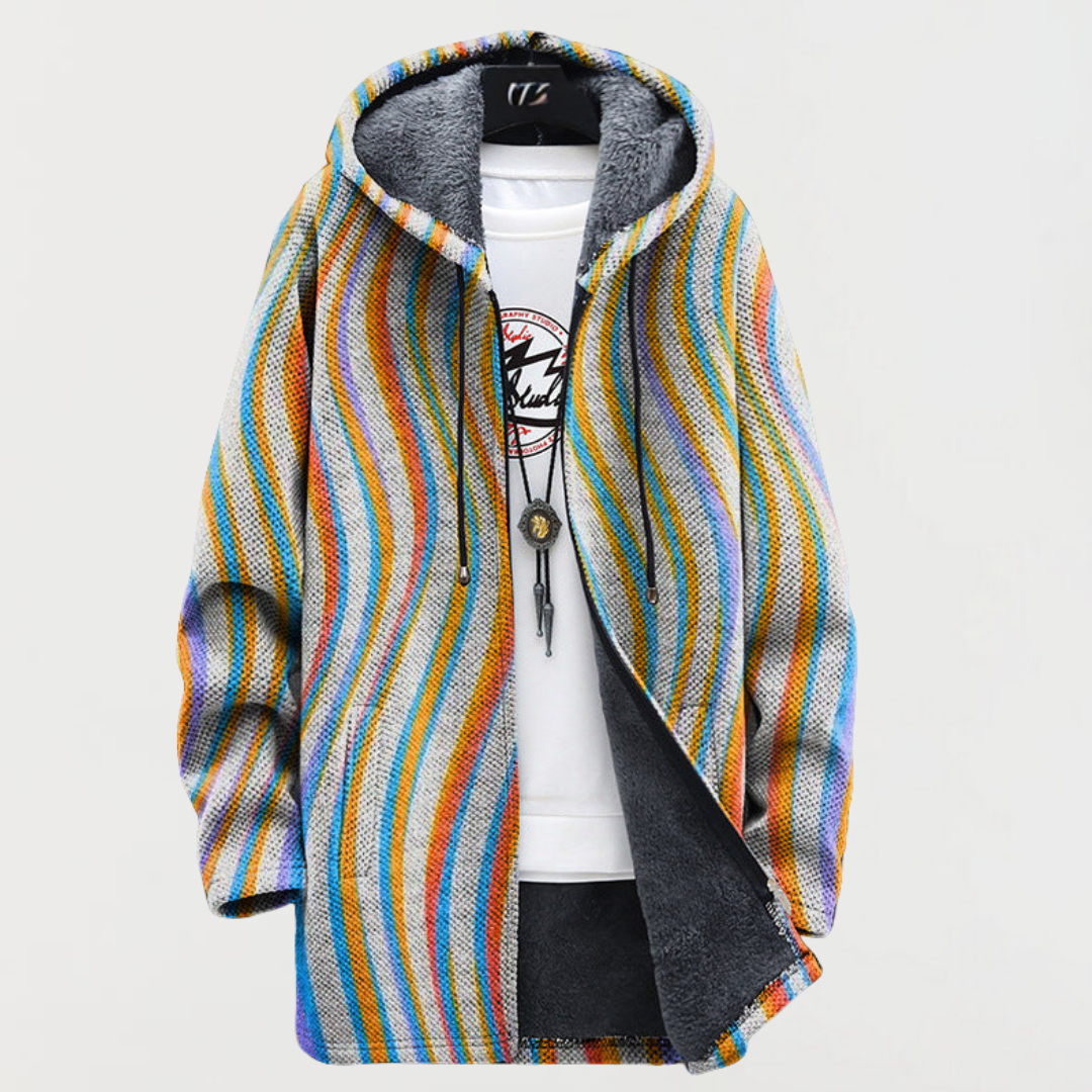 Women's Wavy Stripe Hooded Cardigan by Anne London, image 1 of 2