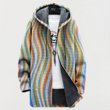 Women's Wavy Stripe Hooded Cardigan – Lined, Sizes S–5XL