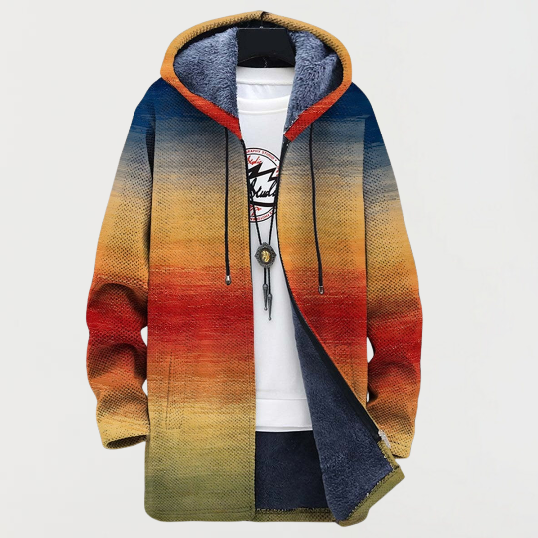 Women's Sunset Gradient Print Hooded Cardigan by Anne London, image 1 of 2