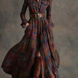 Beatrice Long Belted Check Dress
