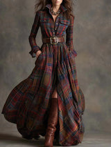 Beatrice Long Belted Check Dress