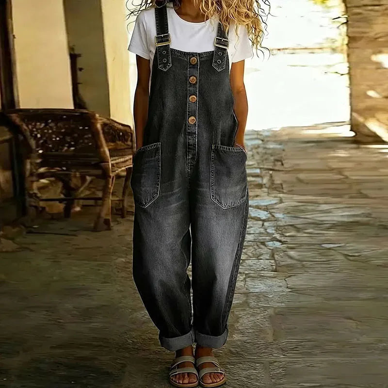 Sylvia Vintage Denim-Look Jumpsuit