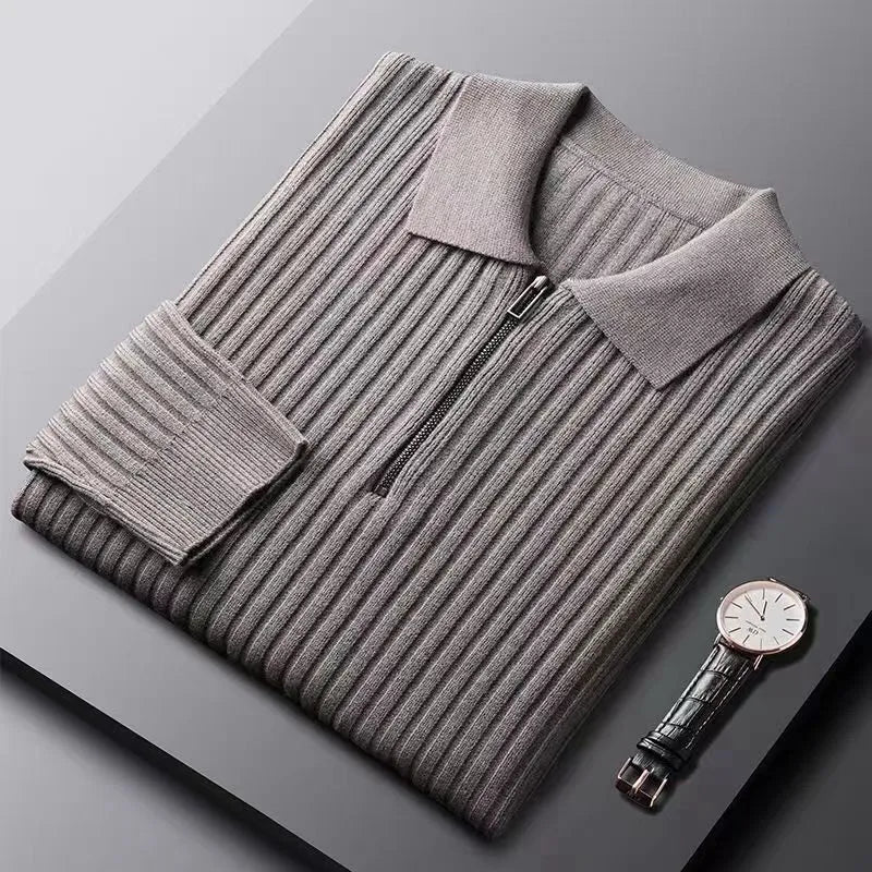 James | Striped Zip-Neck Jumper