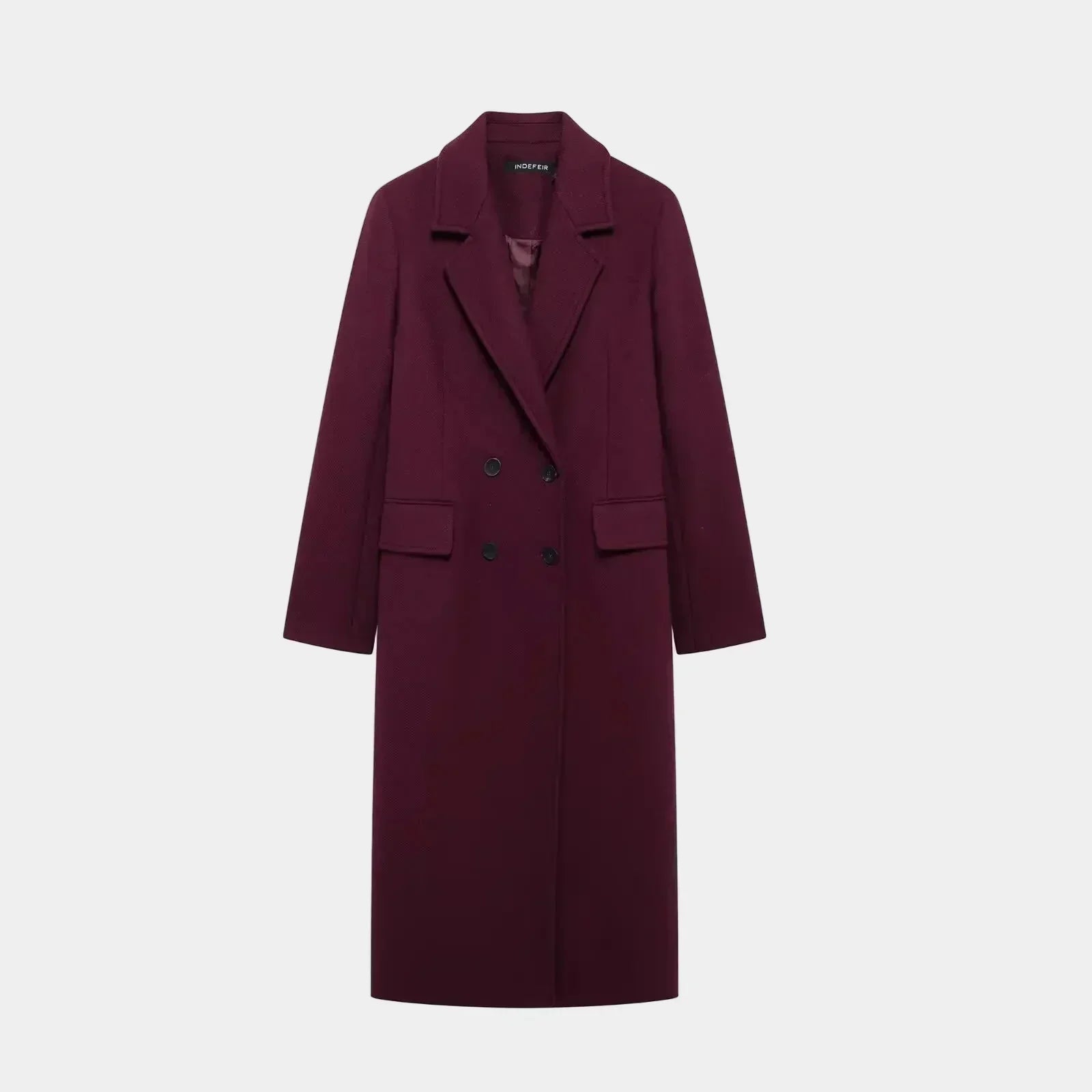 Marina Wine Red Straight-Cut Coat