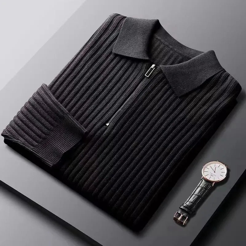 James | Striped Zip-Neck Jumper