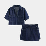 Denim V-neck set | Clio