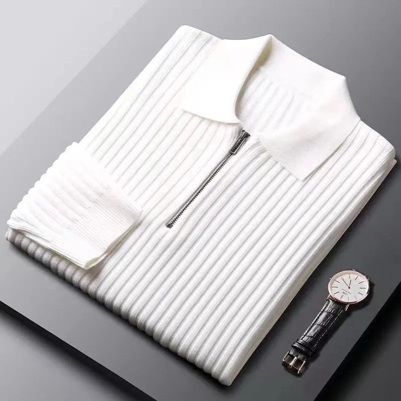 James | Striped Zip-Neck Jumper