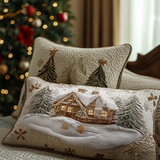 Snow-Lit Chalet Quilted Cushion Cover