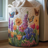 Spring Flowers & Butterflies Quilted Laundry Basket