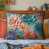 Succulent Plants Quilted Cushion Cover