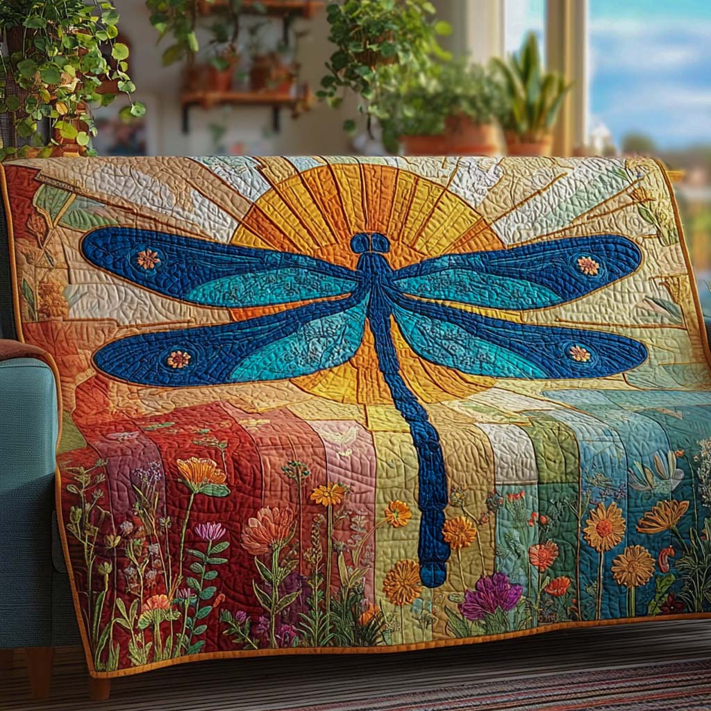 Blossom Symphony Dragonfly | Quilted Sofa Cover Collection