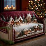Twinkling Christmas Village | Quilted Sofa Cover