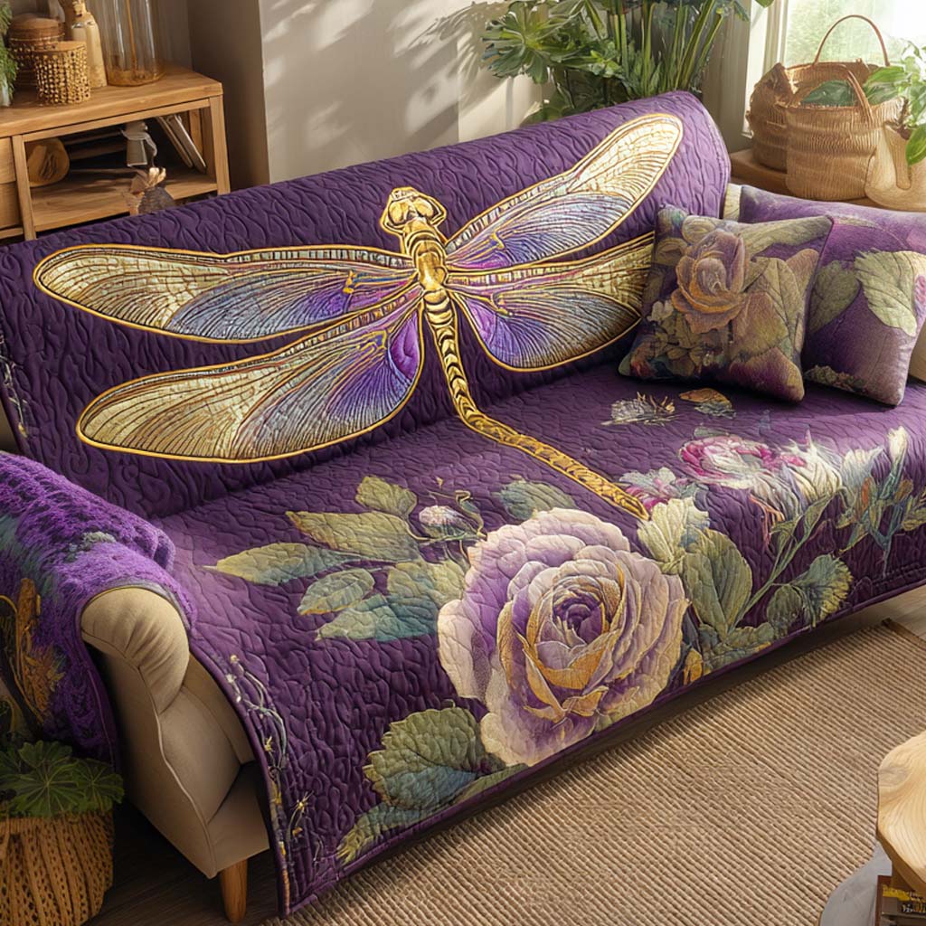 Blossom Symphony Dragonfly | Quilted Sofa Cover Collection