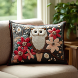 Owl Among Flowers Quilted Cushion Cover