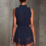Edita - Chiffon Pleated Lace Jumpsuit