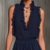 Edita - Chiffon Pleated Lace Jumpsuit