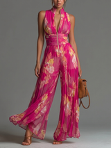 Petra - Chiffon Pleated Floral Jumpsuit
