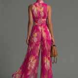 Petra - Chiffon Pleated Floral Jumpsuit